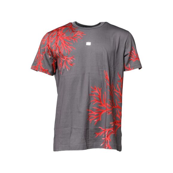 Dolce & Gabbana Gray Cotton Coral Print Logo Plaque Men's T-shirt